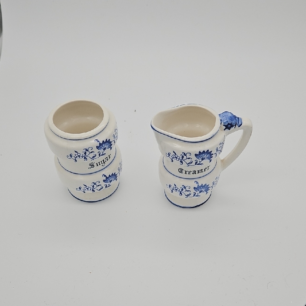 Vintage Blue and White Floral Serveware Set